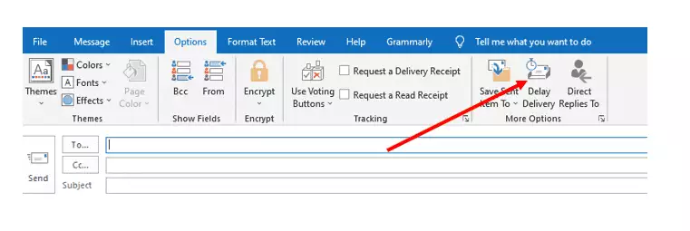 Scheduling an email in outlook tab