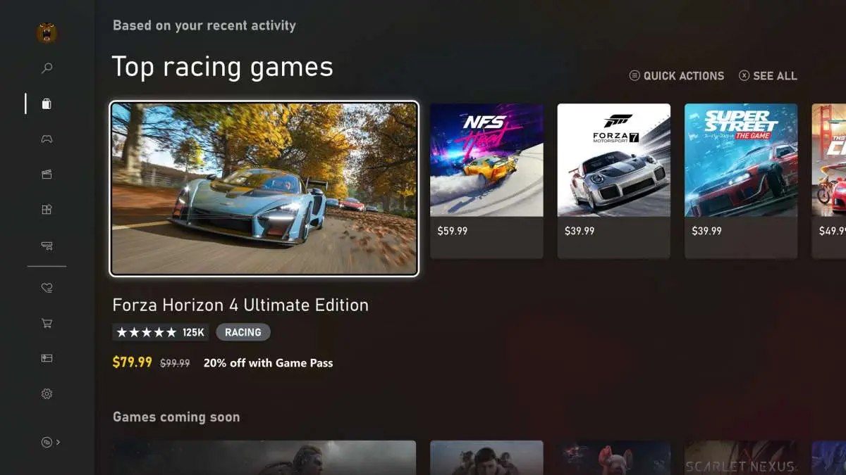 Xbox Series X Interface